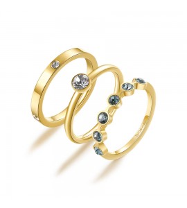 Anello Donna Gioielli Brosway Symphonia in acciaio pvd Oro cristalli crystal e smoked sapphire misura 20 bym94e