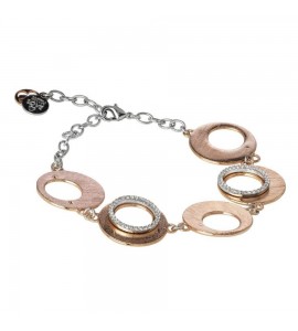 Bracciale Donna Gioielli Boccadamo Brunilde in bronzo semirigido placcato oro rosa con moduli graffiati e zirconi xbr701rs