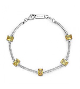 Bracciale Donna Gioielli Fancy by Brosway in argento zircone baguette giallo fey05