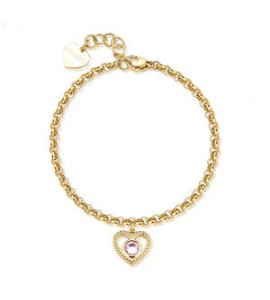 Bracciale Donna Gioielli S\'agapò Lucky Light in acciaio dorato con Cuore e Cristallo skt42