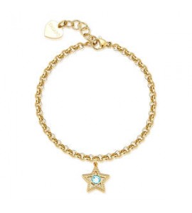 Bracciale Donna Gioielli S\'agapò Lucky Light in acciaio dorato con Stella e Cristallo skt44