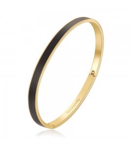 Bracciale Rigido Unisex Gioielli Brosway WithYou in acciaio pvd oro e pelle marrone mm 62 bwy35a