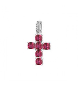 Pendente Croce Gioielli Fancy by Brosway in argento zircone cushion rosso FPR116